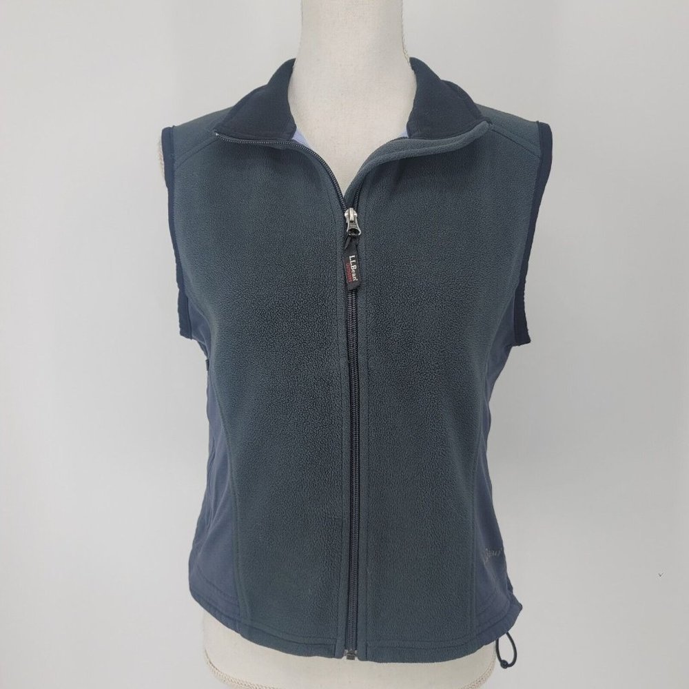 L.L. Bean Women's Fleece Vest Dark Gray Full Zip Pockets Size Medium